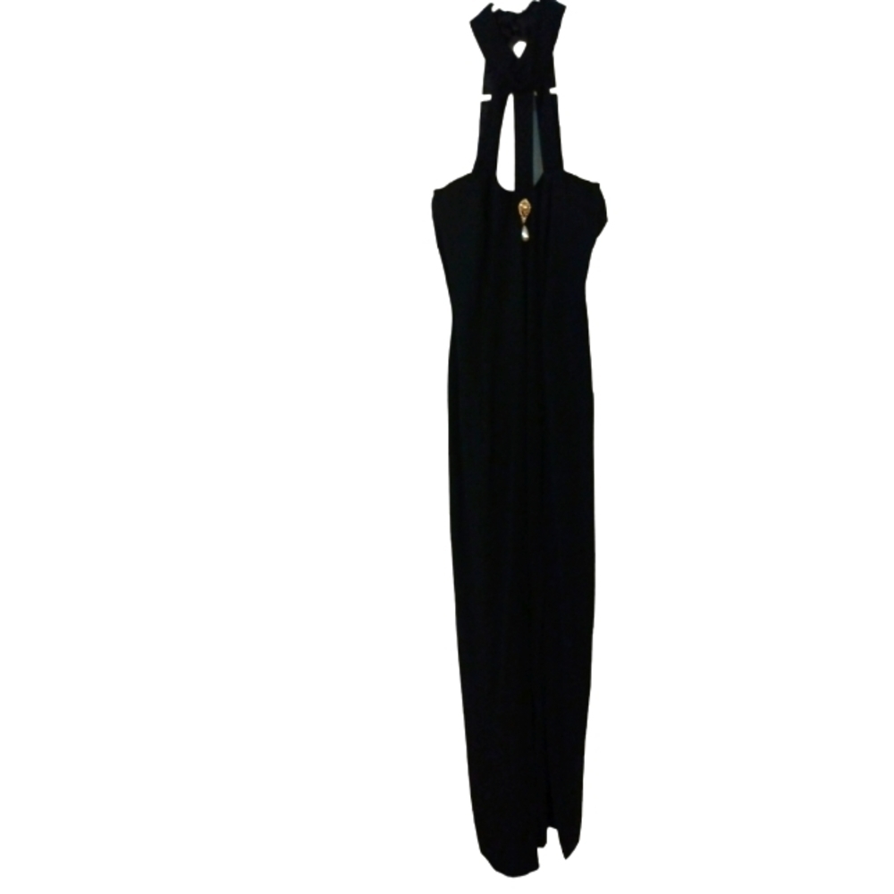 90's Jessica McClintock Gunne Sax Strappy Choker Neck- Brooch Center Full Formal